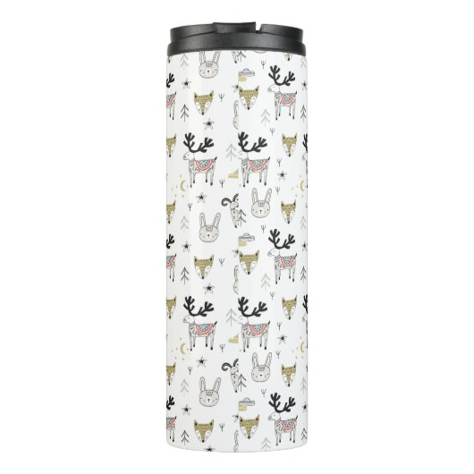 Niedliches Waldtiergekritzel-Muster Thermosbecher (Rückseite)