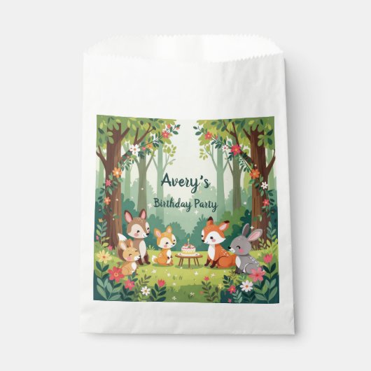 Niedliches Waldtierkind Geburtstag Geschenktütchen (Vorderseite)