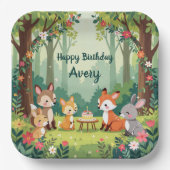 Niedliches Waldtierkind Geburtstag Pappteller (Vorderseite)