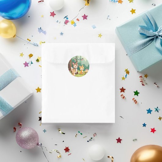 Niedliches Waldtierkind Geburtstag Runder Aufkleber