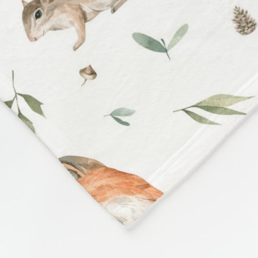 Niedliches Waldtiermuster Fleecedecke (Ecke)