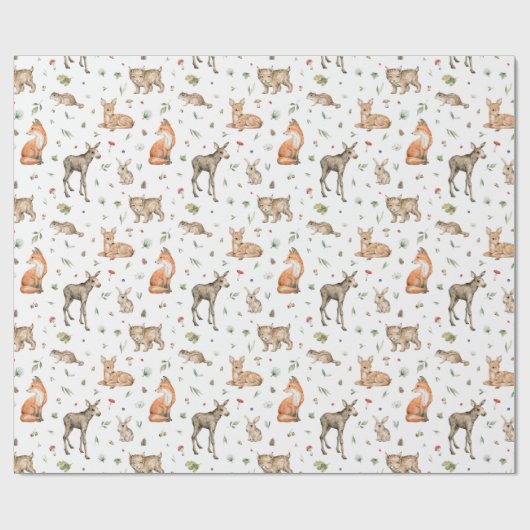 Niedliches Waldtiermuster Geschenkpapier (Flach)