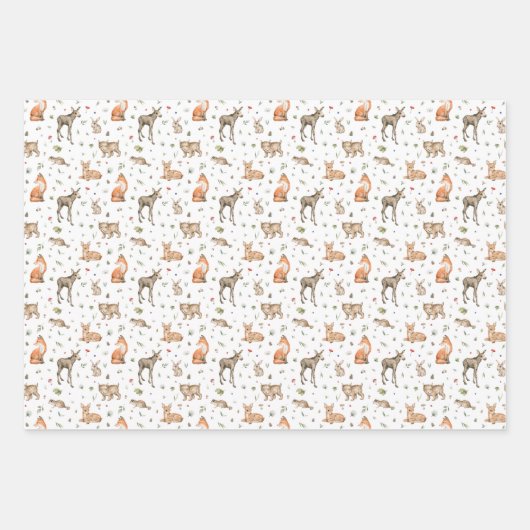 Niedliches Waldtiermuster Geschenkpapier Set (Vorderseite 3)