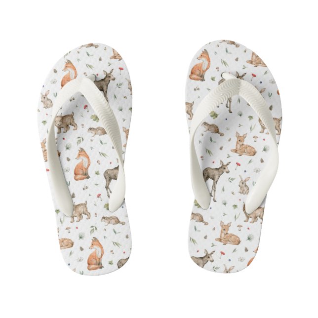 Niedliches Waldtiermuster Kinderbadesandalen (Fußbett)