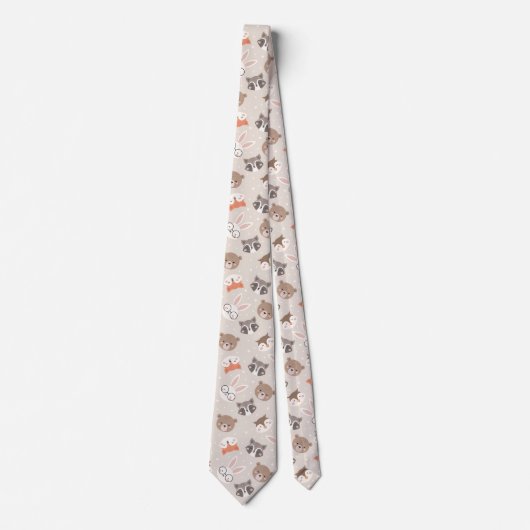Niedliches Waldtiermuster Krawatte (Vorderseite)