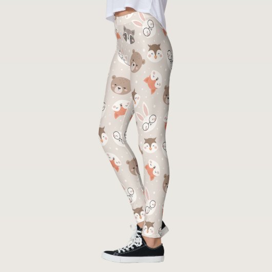 Niedliches Waldtiermuster Leggings (Links)