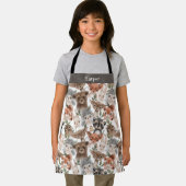 Niedliches Waldtiermuster mit Name Schürze (Insitu)