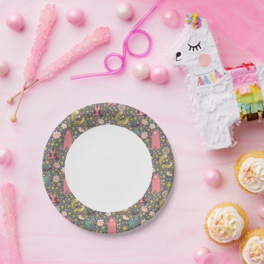 Niedliches Waldtiermuster Pappteller (Party)