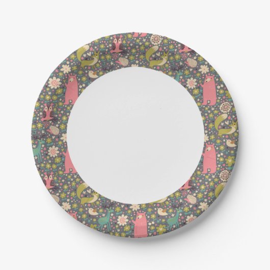 Niedliches Waldtiermuster Pappteller (Vorderseite)