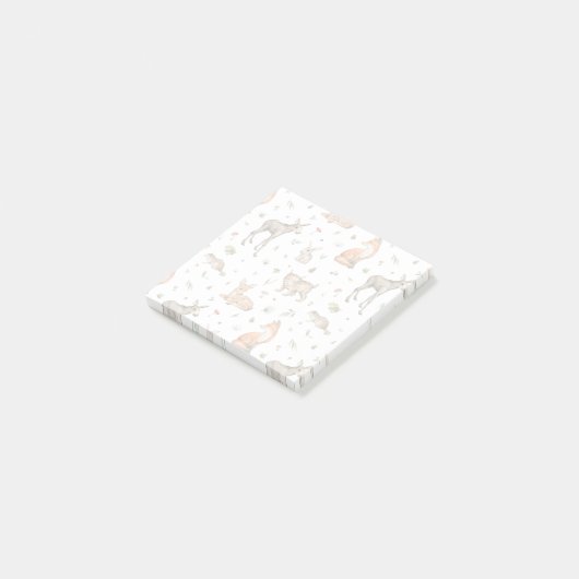 Niedliches Waldtiermuster Post-it Klebezettel (angewinkelt)