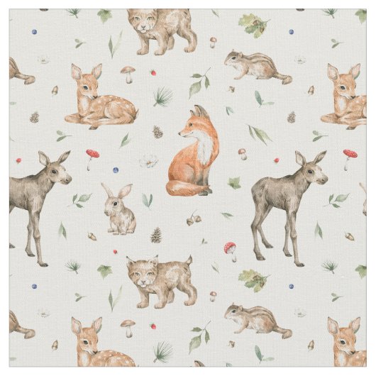 Niedliches Waldtiermuster Stoff (Nahaufnahme)