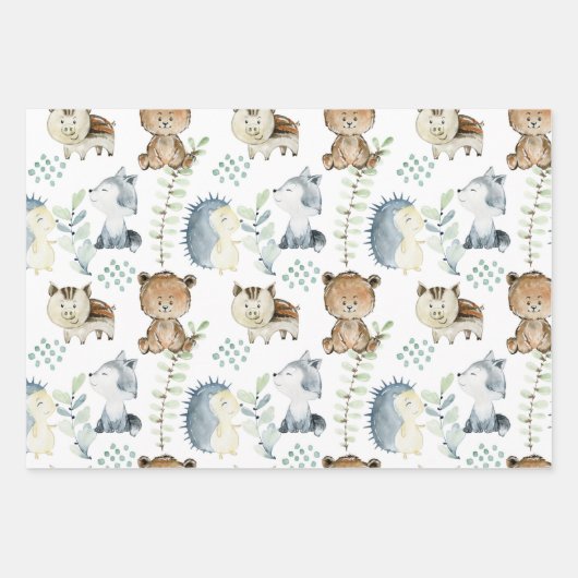 Niedliches Waldtierpapier Geschenkpapier Set (Vorderseite 3)