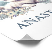 Niedliches Waldtierwolf-Winterthema Poster (Ecke)