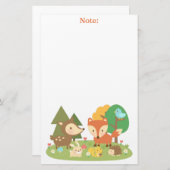 Niedliches Waldwaldtier für Kinder Briefpapier (Vorne/Hinten)
