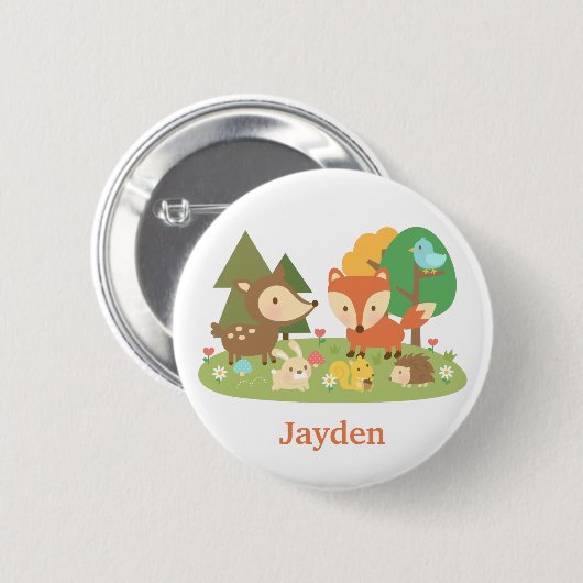 Niedliches Waldwaldtier für Kinder Button (Vorne & Hinten)