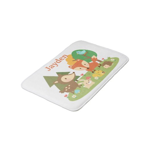 Niedliches Waldwaldtier scherzt Raum-Dekor Badematte (Schrägansicht)