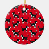 Niedliches walisisches Grenzpolster Keramik Ornament (Vorne)