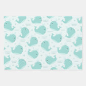 Niedliches Walmuster auf Aquamarinem blauen Kinder Geschenkpapier Set (Vorderseite 2)