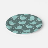 Niedliches Walmuster auf Aquamarinem blauen Kinder Pappteller (Schrägansicht)