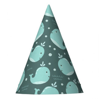 Niedliches Walmuster auf Aquamarinem blauen Kinder Partyhütchen