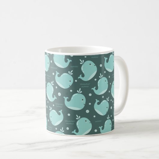 Niedliches Walmuster auf Aquamariner Blue Kids-Tas Kaffeetasse (VorderseiteRechts)