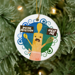 Niedliches Walzen des Buttons Backobssess helfen W Keramik Ornament