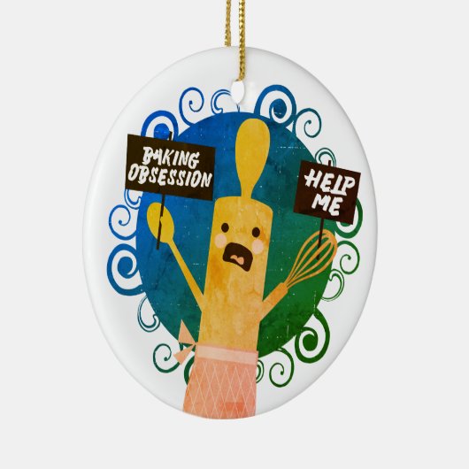 Niedliches Walzen des Buttons Backobssess helfen W Keramik Ornament (Rechts)