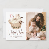 Niedliches warmes Wunschfeuer-Kakao-Foto Feiertagskarte (Vorderseite)