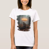 Niedliches Waschbär-UFO-Design im Wald T-Shirt (Vorderseite)