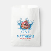 Niedliches Wasser Blauer Fisch 1. Geburtstag Geschenktütchen (Vorderseite)