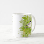 Niedliches Wasserbad Chickadee Bird in Poplar Tree Kaffeetasse (VorderseiteRechts)