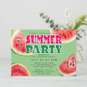 Niedliches Wasserbad Watermelon Sommer-Party Horiz Einladung (Stehend Vorderseite)