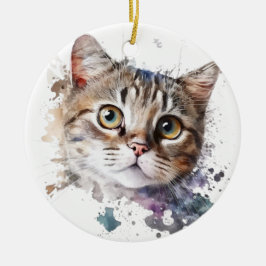 NIEDLICHES WASSERCOLOR BROWBBY KITTEN KERAMIK ORNAMENT