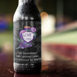 Niedliches Wasserfarbe Liebe Zauberspruch Hallowee Schaumweinetikett