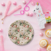 Niedliches Wasserfarben Bunny mit Erdbeeren Pappteller (Party)