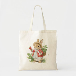 Niedliches Wasserfarben Bunny mit Erdbeeren Tragetasche
