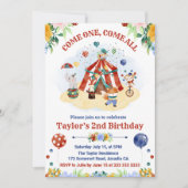 Niedliches Wasserfarben Circus Karneval Kindergebu Einladung (Vorderseite)