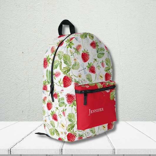 Niedliches Wasserfarben Erdbeeren Fruchtmuster Bedruckter Rucksack