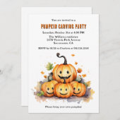 Niedliches Wasserfarben Halloween Pumpkin Carving  Einladung (Vorne/Hinten)