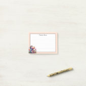 Niedliches Wasserfarben-Hippo mit Linien Post-it Klebezettel (Auf Schreibtisch)