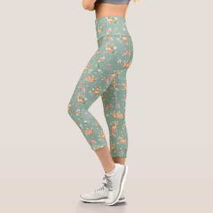 Niedliches Wasserfarben-Hirschmuster Capri Leggings