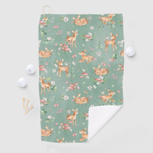 Niedliches Wasserfarben-Hirschmuster Golfhandtuch (Insitu)
