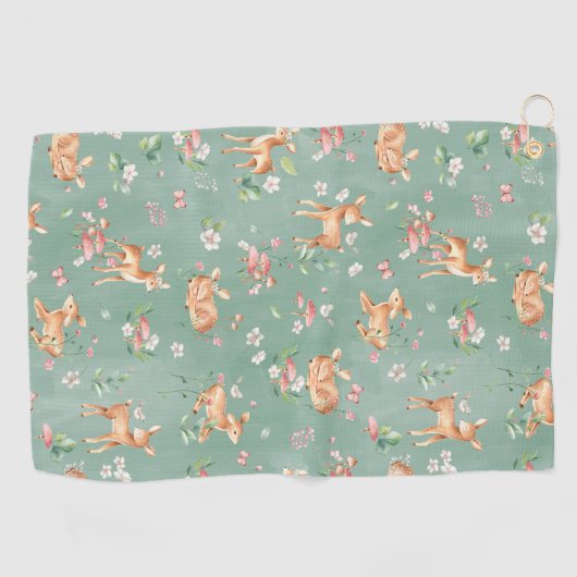 Niedliches Wasserfarben-Hirschmuster Golfhandtuch (Horizontal)