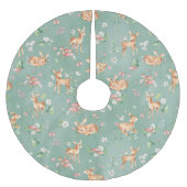 Niedliches Wasserfarben-Hirschmuster Polyester Weihnachtsbaumdecke (Vorderseite)