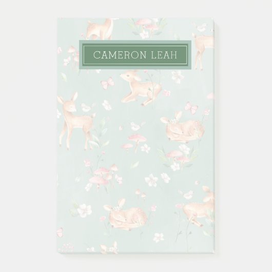 Niedliches Wasserfarben-Hirschmuster Post-it Klebezettel (Vorderseite)