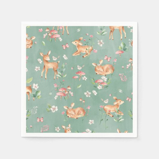 Niedliches Wasserfarben-Hirschmuster Serviette (Vorderseite)