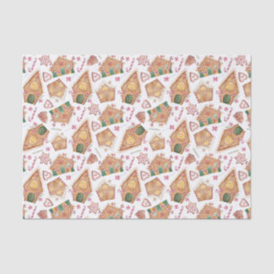 Niedliches Wasserfarben-Lebkuchen-Haus Weihnachten Seidenpapier