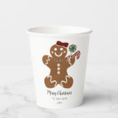 Niedliches Wasserfarben-Lebkuchenmädchen Pappbecher (Rückseite)