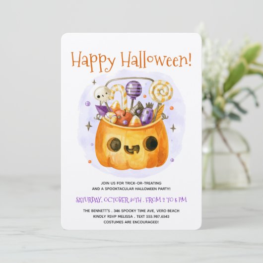 Niedliches Wasserfarben-Minimal für Erwachsene Hal Einladung (Stehend Vorderseite)