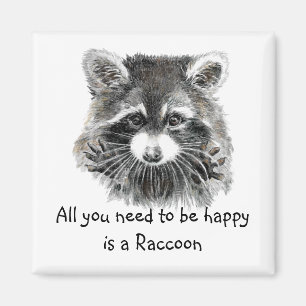 Niedliches Wasserfarben-Raccoon Inspiration Zitat Magnet